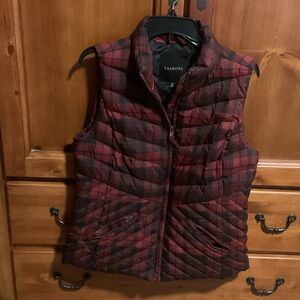 Talbots Women's Red and Black Buffalo Plaid Quilted Vest